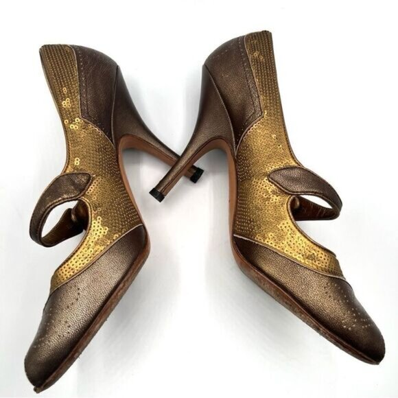 Prada vintage sequin Peep toe pump Sz 385 - Picture 9 of 14